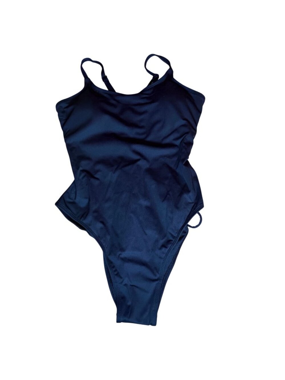 TA3 Lacey Black One Piece Swimsuit Lace Up Back Size Large Short NWT